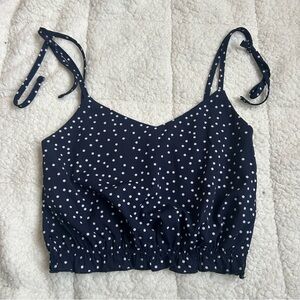 SHEIN Navy Polka Dot Crop Top with Adjustable Straps